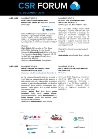 Agenda CSR FORUM 2014 16 decembar 2014