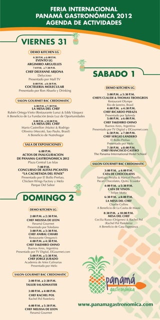 Agenda de Actividades - Panamá Gastronómica 2012