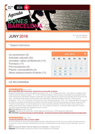 Agenda dones barcelona de la  segona quinzena de juny de 2016