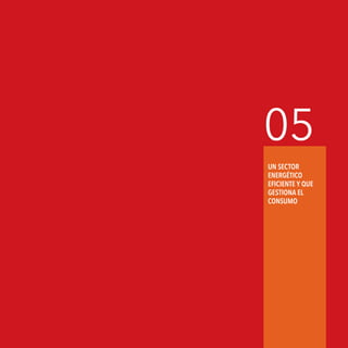 Agenda de Energía 65
05
UN SECTOR
ENERGÉTICO
EFICIENTE Y QUE
GESTIONA EL
CONSUMO
 