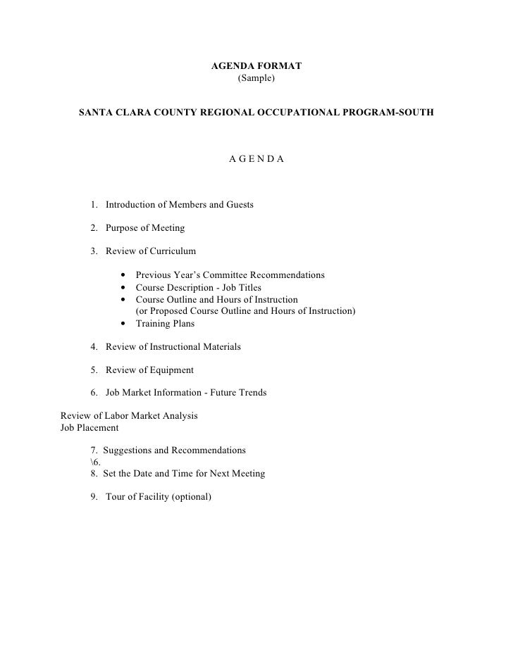 agenda format