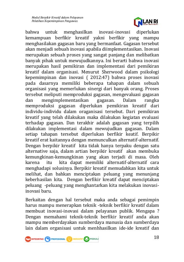 Agenda Ii Pkp Modul Berfikir Kreatif Dalam Pelayanan