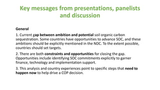 Enhancing NDC ambition through soil organic carbon sequestration: Agenda, key messages and conclusion