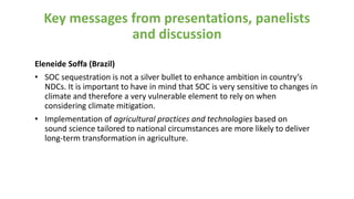 Enhancing NDC ambition through soil organic carbon sequestration: Agenda, key messages and conclusion