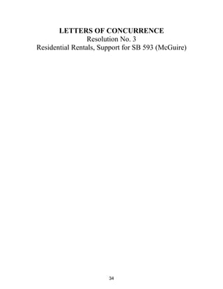 LETTERS OF CONCURRENCE
Resolution No. 3
Residential Rentals, Support for SB 593 (McGuire)
34
 