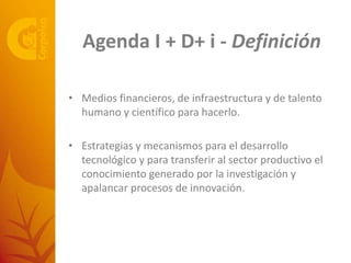 De la Agenda Nacional de I+D+i a la Gestión del SNCTA