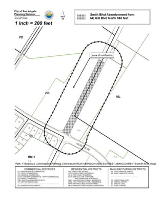 AN ORDINANCE NAMING A PRIVATE DRIVE WITHIN
               THE CITY OF SAN ANGELO LOCATED ON A 3.757
               ACRE TRACT IN BLOCK CC, SECTION 30 COLLEGE
               HILLS SOUTH ADDITION TIME CLOCK DRIVE; AND
               PROVIDING AN EFFECTIVE DATE



WHEREAS, an existing business is expanding on the subject property; and

WHEREAS, there is a private drive through the property shown and described in
         Exhibit A, the private drive being located within the easterly 1/3rd of the
         property and connecting Wildewood Drive on the north and Loop 306
         West on the south; and

WHEREAS, the City Council for the City of San Angelo, Texas is of the opinion that
         naming the private drive will promote economic development and promote
         job creation in connection with the expansion business;

NOW, THEREFORE, BE IT ORDAINED BY THE CITY OF SAN ANGELO:

       THAT, the private drive depicted in Exhibit “A” shall be and is hereby designated
as “Time Clock Drive”; and,

      THAT, as a consequence of this ordinance, the City of San Angelo assumes no
responsibility for maintenance or repair of the driving surface on this private drive.

This ordinance shall be effective from and after the date of its adoption.

INTRODUCED on the 4th day of September 2012 and finally PASSED, APPROVED
AND ADOPTED on this the 18th day of September, 2012.

                                                 THE CITY OF SAN ANGELO, TEXAS


                                                 Alvin New, Mayor

Attest:


Alicia Ramirez, City Clerk


Approved As to Form:                             Approved As to Content:


Shawn Lewis                                      Lysia H. Bowling
 