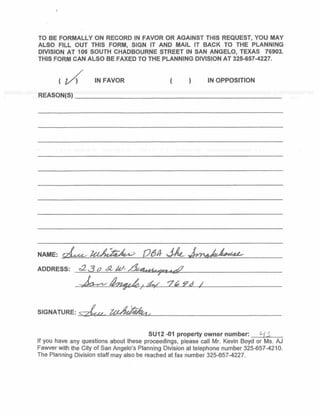 In an effort to mitigate factors that may affect the surrounding properties, firearm
ranges placed outside of Light Manufacturing (ML) and Heavy Manufacturing
(MH) zoning districts must comply with certain regulations, as outlined in Section
408. Such regulations require that the range be completely enclosed within a
building and that the sound from the discharges must not emanate beyond the
boundaries of the lot. The surrounding walls, insulated by the adjoining stores,
will act as a natural barrier to sound. The proponent will focus on sound
abatement technology to provide further sound reduction for the site. With these
safeguards, facilities of this nature will be able to blend well and in harmony with
surrounding uses.

The property is situated along West Beauregard Avenue, as part of an expansive
commercial corridor that extends for many blocks, roughly from the site to the
Concho River. Positioned along the western edge of the corridor, the plaza
serves as a gateway to commerce in the area. North of the subject property is a
similar plaza. Residences border the subject property to the west, characterized
by an established residential neighborhood zoned Single-Family Residential (RS-
1) and to south and east as apartments zoned Low Rise Multi-Family Residential
(RM-1).

The Vision Plan calls for the area to be designated as “Neighborhood Center”.
The intent for this category is to take on a more pedestrian-friendly character,
where uses are integrated with and connected to their surroundings. Another key
component is to cluster buildings to generate synergies between complementary
uses, this proposal fits both of these principles. The proposal will be an amenity
which will serve as entertainment in the area. The proposal replaces a vacant
movie theater and would adjoin The Outdoorsman, an outdoor specialty store.
The synergy between the related uses would enable cross-shopping and
generate activity that will promote an area that is more interesting, safe and
sustainable, reflective of the Vision Plan.

With regards to traffic circulation, West Beauregard Avenue is as an arterial,
designed to carry large volumes of traffic at high speeds. The proposal, similar to
The Outdoorsman and the hair salon at the opposite end of the plaza, is
considered a specialty venue where the focus is limited to small groups of people
or selective clientele. Therefore, with that principle in mind, the expectation is that
the site will be less trafficked and the roadway would be able to accommodate
traffic generated from the site.

Proposed Conditions

    1. The proposed range must meet all requirements outlined in Section 408
       of the Zoning Ordinance.
 