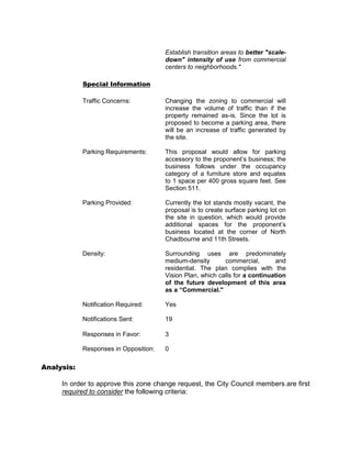 I.     maximum signage area may be up to 25 percent of the area of the wall
             to which the sign(s) is(are) attached;

      II.    shall not extend more than 3 feet above the roofline of the structure to
             which it is attached; and
      III.   shall not extend more than 3 feet above the top of the wall to which it is
             attached;

SECTION 11: Landscaping standards for the campus shall be as follows:

A.    Xeriscaping and water use reduction strategies shall be incorporated
      into overall landscape design through the use of drought tolerant plant
      species native and well suited to West Texas.

B.    Landscaped areas may include planters, brick, stone, natural forms,
      or other landscape features that provide a park-like setting.

C.    Landscaped areas, or plants, adjacent to pavement must be
      protected with a concrete curb or equivalent barrier such as:
         1. Asphalt curbs;
         2. Railroad ties (anchored);
         3. Rock or stone curbs (anchored); or
         4. Wheel stops (anchored).

D.    Landscaping plant material shall be of healthy stock, be native and
      naturalized, and have low water requirements.

E.    Dying or diseased landscaping plant material shall be replaced with
      an equivalent plant material.

F.    Adequate soil depth and width to encourage healthy growth shall be
      provided.

G.    The campus shall be responsible for the irrigation of all required
      landscape areas and plant materials, utilizing one or a combination of
      the following methods:
          1. An automatic or manual underground irrigation system;
          2. A drip irrigation system;
          3. A rainwater capture system or equivalent; or
          4. Any other comparable method.

H.    Landscaped areas planted with native grasses and wildflowers may
      use a temporary and above ground irrigation system and shall be
      required to provide irrigation only for the first 2 growing seasons.
 