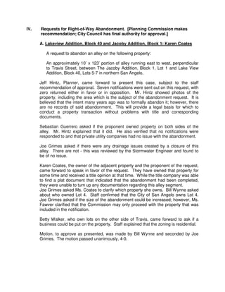 SEVERABILITY:
      The terms and provisions of this Ordinance shall be deemed to be severable in that,
      if any portion of this Ordinance shall be declared to be invalid, the same shall not
      affect the validity of the other provisions of this Ordinance.

      SECTION 4: That the following penalty clause is adopted with this amendment:

      PENALTY:
      Any person who violates any provisions of this article shall be guilty of a
      misdemeanor and, upon conviction, shall be subject to a fine as provided for in
      Section 1.106 of the Code of Ordinances for the City of San Angelo. Each day of
      such violation shall constitute a separate offense.


INTRODUCED on the 4th day of September, 2012 and finally PASSED, APPROVED AND
ADOPTED on this the 18th day of September, 2012.


                                         THE CITY OF SAN ANGELO




                                          by:____________________________________
                                                                   Alvin New, Mayor

ATTEST:




by:________________________________
               Alicia Ramirez, City Clerk




Approved As To Form:                     Approved As To Content:



_________________________                ________________________
AJ Fawver, Planning Manager              Lysia H. Bowling, City Attorney
 