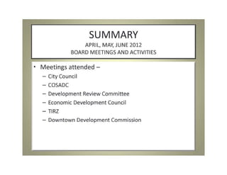 utilities and is not being utilized, nor does it benefit the public in any way.
     Staff believes this alleyway will be much more practical for the applicant
     and city as a portion of a lot than an alley. In examining these types of
     requests, the underlying concern for staff's recommendation is whether
     or not the maintaining of the alley in City hands is in the best interests of
     the public as a whole.

     Even if there were different property owners on either side of the
     unimproved alley, staff's recommendation would not change. The alley is
     un-used and provides no rear access to properties. The alley will be
     much more beneficial to private owners since it provides no rear access
     to property and is void of all utilities. There is one additional alley to the
     south of this circle configuration in Block 45 of the Lakeview Addition, it is
     also believed to be abandoned. The blocks to the east of the lake did not
     include platted alleyways as they were much smaller in size and number
     of lots created. The attached plat of the Lakeview Addition focuses on
     this general area and shows what the master plan at one time was. As
     time changed, the plan that was platted was never fulfilled. As a result,
     the unused alleyways, boulevards, and circular street area around the
     lake have been abandoned over time as the additional public property
     was no longer necessary for the city to maintain.

Proposed Conditions

     N/A

Attachments:              excerpt from zoning map, showing the general location within
                          the City of San Angelo;

                          excerpt from zoning map, highlighting subject property;

                          aerial photo, highlighting subject property;

                          original plat of the Lakeview Addition from 1908;

                          draft minutes from Planning Commission; and

                          draft ordinance.

Presentation:             AJ Fawver, Planning Manager

Reviewed by:              AJ Fawver, AICP, Planning Manager (08/09/12)
 