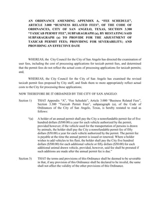 2012 Property Tax Rates in CITY OF SAN ANGELO
This notice concerns the 2012 property tax rates for CITY OF SAN ANGELO. It presents information about
three tax rates. Last year's tax rate is the actual tax rate the taxing unit used to determine property taxes last
year. This year's effective tax rate would impose the same total taxes as last year if you compare properties
taxed in both years. This year's rollback tax rate is the highest tax rate the taxing unit can set before
taxpayers start rollback procedures. In each case these rates are found by dividing the total amount of taxes
by the tax base (the total value of taxable property) with adjustments as required by state law. The rates are
given per $100 of property value.

Last year's tax rate:
   Last year's operating taxes                                           $24,453,012
   Last year's debt taxes                                                $2,770,880
   Last year's total taxes                                               $27,223,892
   Last year's tax base                                                  $3,463,599,491
   Last year's total tax rate                                            $0.78600/$100
This year's effective tax rate:
   Last year's adjusted taxes                                            $26,913,399
  (after subtracting taxes on lost property)
  ÷ This year's adjusted tax base                                        $3,173,450,000
  (after subtracting value of new property)
  =This year's effective tax rate                                        $0.84808/$100
(Maximum rate unless unit publishes notices and holds hearings.)
This year's rollback tax rate:
    Last year's adjusted operating taxes                                 $24,150,075
   (after subtracting taxes on lost property and adjusting for any
transferred function, tax increment financing, state criminal justice
mandate, and/or enhanced indigent healthcare expenditures)
  ÷ This year's adjusted tax base                                        $3,173,450,000
  =This year's effective operating rate                                  $0.76100/$100
   x 1.08=this year's maximum operating rate                             $0.82188/$100
   + This year's debt rate                                               $0.08510/$100
   = This year's total rollback rate                                    $0.90698/$100
                                     Statement of Increase/Decrease
 If CITY OF SAN ANGELO adopts a 2012 tax rate equal to the effective tax rate of $0.84808 per $100 of
                      value, taxes would increase compared to 2011 taxes by $63,632.
                                Schedule A - Unencumbered Fund Balance
The following estimated balances will be left in the unit's property tax accounts at the end of the fiscal year.
These balances are not encumbered by a corresponding debt obligation.
Type of Property Tax Fund                                    Balance
Maintenance  Operating                                      5,319,249
Interest  Sinking                                           192,748
                                      Schedule B - 2012 Debt Service
The unit plans to pay the following amounts for long-term debts that are secured by property taxes. These
amounts will be paid from property tax revenues (or additional sales tax revenues, if applicable).
                            Principal or Contract Interest to be
                                                                         Other Amounts
Description of Debt         Payment to be Paid       Paid from                              Total Payment
                                                                         to be Paid
                            from Property Taxes Property Taxes
2005 Tax/Rev C.O.            1,100,000                 460,787              0                  1,560,787
(19,750,000 Sales Tax
2006 Tax/Rev C.O,            290,000                   52,837               0                  342,837
(2,500,000) Landfill
2007 Tax/Rev C.O,            1,385,000                 34,625               0                  1,419,625
(6,970,000)
2008 Tax/Rev C.O.            100,000                   444,825              0                  544,825
(10,15,000) Sales Tax
2009 Tax/Rev C.O,            95,000                    631,063              0                  726,063
(14,600,000)
2009 Tax/Rev G.O.            860,000                   60,200               0                  920,200
Refunding (4,605,000)
2011 Rev/Rev C.O.            155,000                   587,575              0                  742,575
(13,780,000)


  Total required for 2012 debt service                                                $6,256,912
- Amount (if any) paid from Schedule A                                                         $0
- Amount (if any) paid from other resources                                           $3,540,528
- Excess collections last year                                                           $32,890
= Total to be paid from taxes in 2012                                                 $2,683,494
+ Amount added in anticipation that the unit will
                                                                                         $54,765
collect only 98.00% of its taxes in 2012
= Total debt levy                                                                     $2,738,259

This notice contains a summary of actual effective and rollback tax rates' calculations. You can inspect a
copy of the full calculations at 2302 Pulliam St, San Angelo, TX 76905.
      Name of person preparing this notice: Jan Bruce
      Title: Appraiser, Tom Green County Appraisal District
      Date Prepared: 07/31/2012
 