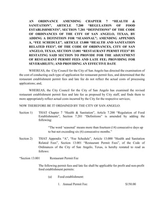 Other Information/Recommendation: Staff recommends introduction of the ordinance.

Attachments: Tax Levy Ordinance

Presentation: No

Publication:   August 3, 2012 – Notice of Effective Tax Rate

Reviewed by Service Area Director:      Michael Dane, Finance




l Page 2
 