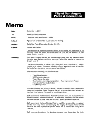 grown outdoors is prohibited. Hand Watering or Drip Irrigation of trees and
            foundations may be done on days and at times as established by the City Council.

     3) THAT, the following severability clause is adopted with this amendment:

     SEVERABILITY:

     That the terms and provisions of this Ordinance shall be deemed to be severable in that if
     any portion of this Ordinance shall be declared to be invalid, the same shall not affect the
     validity of the other provisions of this Ordinance.

     4) THAT, the following penalty clause is adopted with this amendment:

     PENALTY:

     Any person who violates any provisions of this Article shall be guilty of a Misdemeanor
     and upon conviction shall be subject to a fine as provided for in Section 1.106 of this
     Code. Each day of such violation shall constitute a separate offense.

     5) THAT, this Ordinance shall be effective on, from and after the 1st day of March 2012.

     INTRODUCED on the 7th          day of February        , 2012, and finally PASSED,
APPROVED and ADOPTED on this the          21st    day of February         , 2012.
 