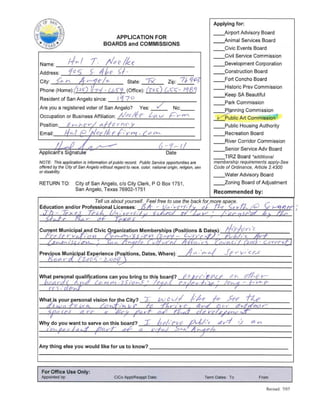 Executive Summary:

Staff continues to work on the changes as directed by Council on 3/22/11 (see section below). Since
that discussion, no interest has been expressed by the CVB or Civic Event board to consolidate. To date,
joint meetings have not been held based on the pending consolidations of the various proposed boards.

LAST DIRECTION GIVEN TO STAFF: 3/22/11; see further highlighted updates

                •   Parks and Recreation Commission will include the Parks Commission and Recreation
                    Advisory Board. Senior Advisory will remain a separate board.
                    o Staff has presented another recommendation to include Senior Advisory due to
                        the pending vacancies and direction of the department. Council in agreement.
                    o Staff researched the Park Commission matter in relation to the deed
                        restrictions. The consolidation included retaining oversight of the Santa Fe
                        Parks.
                    PENDING ACTION TO DATE: City Council adopted the Ordinance on 8/7/12
                    repealing the Recreation and Senior Boards and authorizing the newly created Park
                    and Recreation Advisory Board.

                •   Planning and Design Commission will include the Planning Commission, River
                    Corridor, Historic Preservation, and Public Art Commission.
                    PENDING ACTION TO DATE: Staff submitted the introduction of an Ordinance for
                    consideration on 8/21/12.

                •   Civic Events and Visitors Commission. Council approved the concept; however, the
                    consolidation will require further discussion and coordination between the Chamber
                    of Commerce, Convention and Visitors Bureau Board, and the Civic Events Board.
                    PENDING ACTION TO DATE: No action.

                •   Keep San Angelo Beautiful. Council approved the concept to model the Keep
                    America Beautiful organization and formulate the board as a non-profit
                    organization.
                    PENDING ACTION TO DATE: Board has not authorized 501(c) status due to lack of
                    quorum. Goal is to establish by September 2012 (June  July meetings canceled due
                    to lack of quorum)

                •   Hotel Occupancy Tax Oversight Board: Council suggested coinciding or partnering
                    this function with an existing board, possibly the Audit and/or Investment Oversight
                    Committee with the City Council as the final authority.
                    PENDING ACTION TO DATE: No action.
 