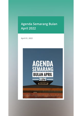 Agenda Semarang Bulan April 2022