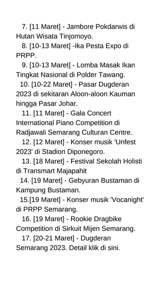 Agenda Semarang Bulan Maret 2023