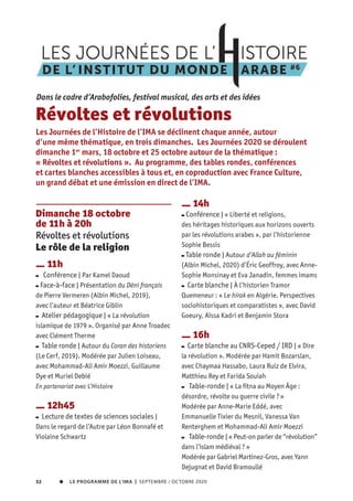 RENCONTRES ET DÉBATS
33
— 18h
Table ronde | « Islam révolutionnaire ou
conservateur ? » Modérée par Gabriel Martinez-
Gros...