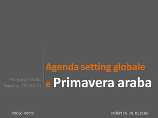 Agenda setting globale
                          e Primavera    araba
   Festival del Diritto
Piacenza, 25-09-2011




     Paolo Costa
 