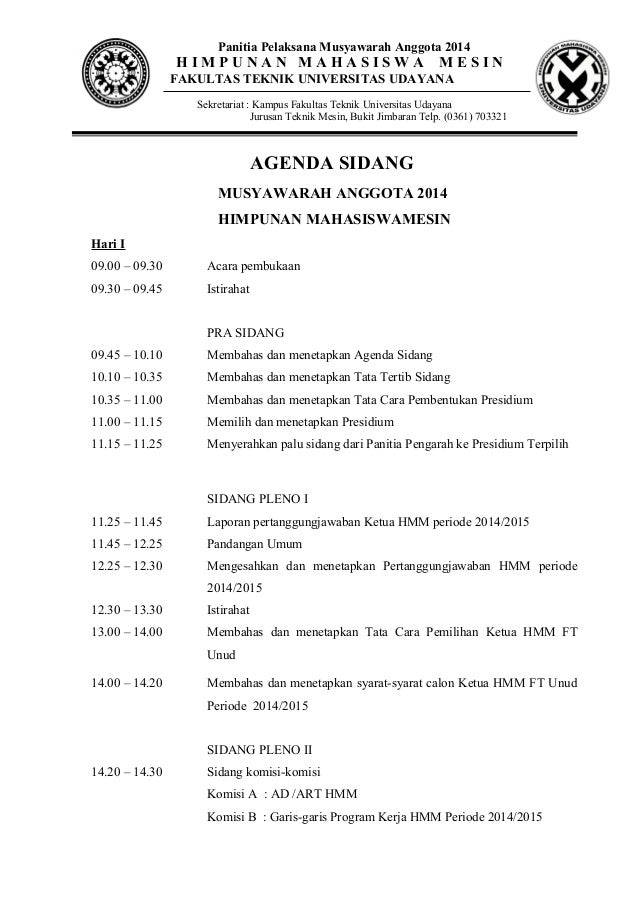 Agenda Sidang Musang 2014