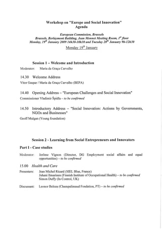 Agenda Social Innovation 19012009