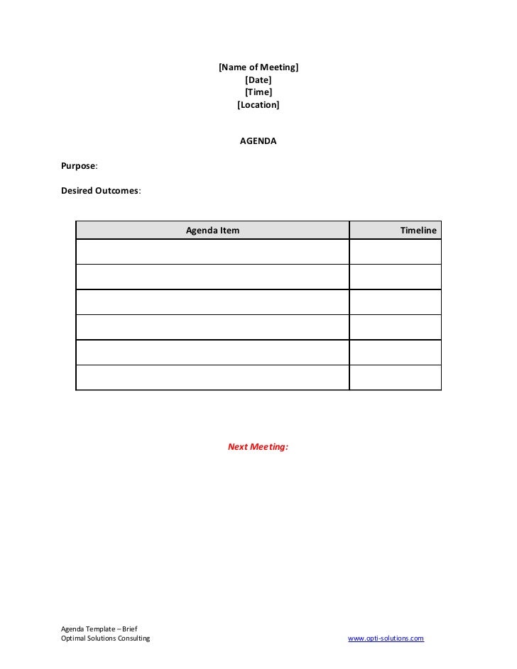 templates agenda