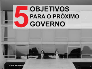 OBJETIVOS
PARA O PRÓXIMO

GOVERNO

FONTE MACROPLAN

 