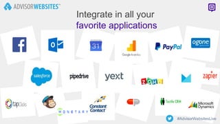 Integrate in all your
favorite applications
#AdvisorWebsitesLive
 