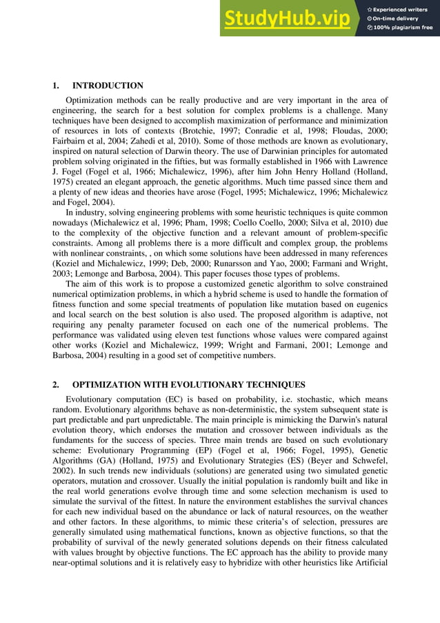 A Genetic Algorithm For Constraint Optimization Problems With Hybrid ...