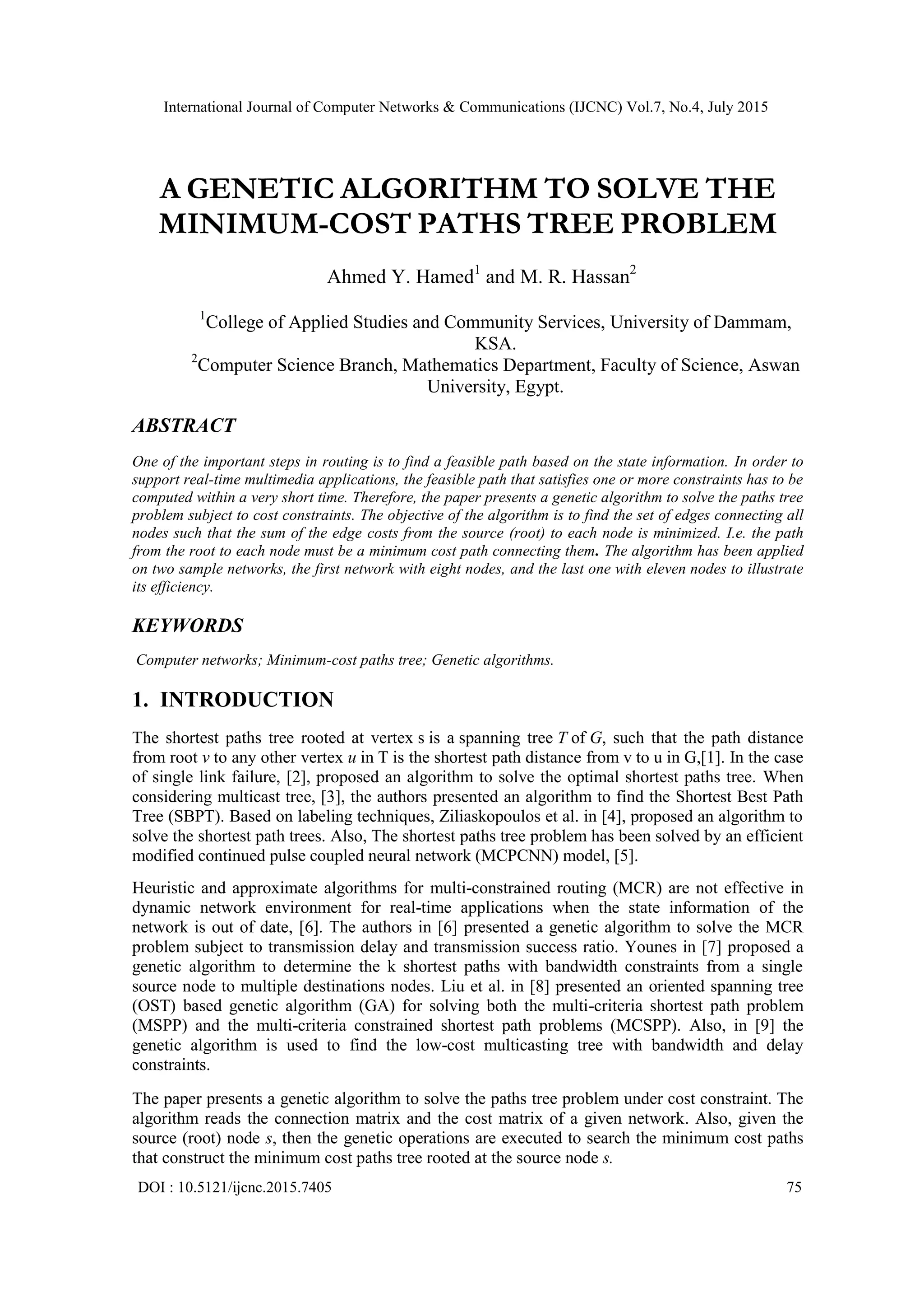 A genetic algorithm to solve the | PDF