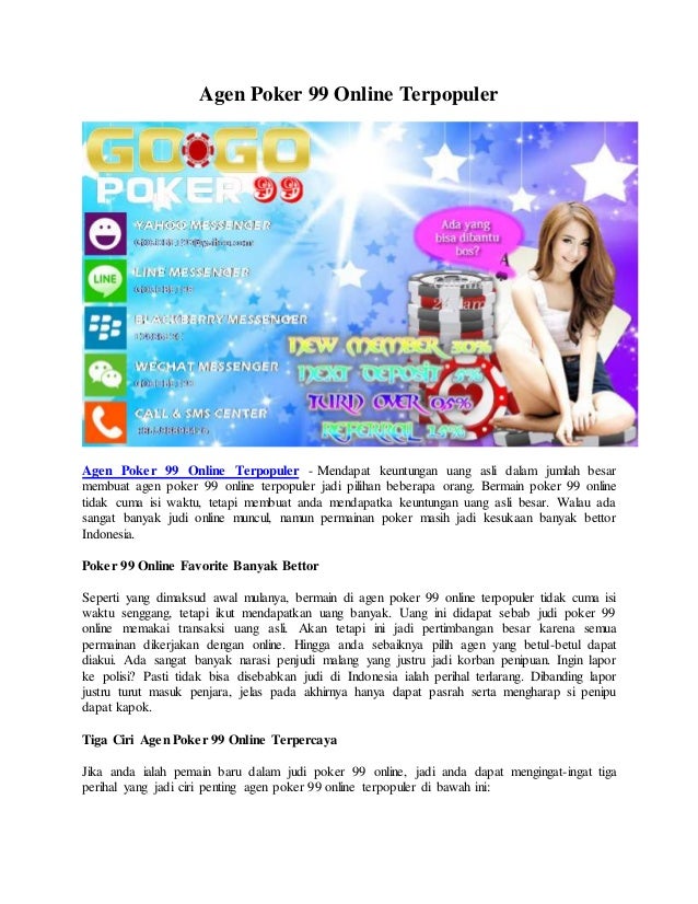 Agen Poker 99 Online Terpopuler
Agen Poker 99 Online Terpopuler - Mendapat keuntungan uang asli dalam jumlah besar
membuat...