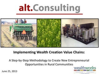 Implementing Wealth Creation Value Chains:
A Step-by-Step Methodology to Create New Entrepreneurial
Opportunities in Rural Communities
June 25, 2013
 