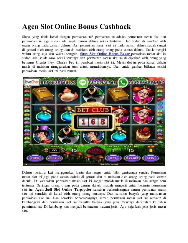 Agen slot online bonus cashback