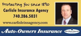 Protecting You since 1890
Carlisle Insurance Agency
740.286.5031
www.carlisleinsagency.com
 