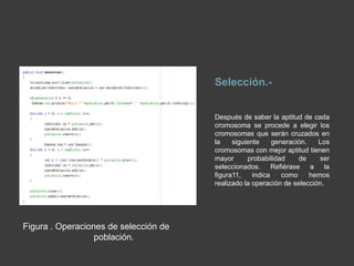     2.- Evaluación  Cada uno de los cromosomas de esta población se aplicará la función de aptitud para saber cómo que tan buena es la solución de la ruta encontrada, refiérase a la figura.Con la función Fitness permite indicar que aptitud para saber que tan buena es la elección.  Figura. Cálculos de la aptitud
