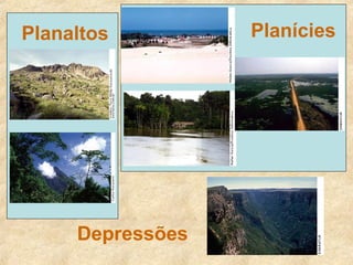 Planaltos Planícies
Depressões
 
