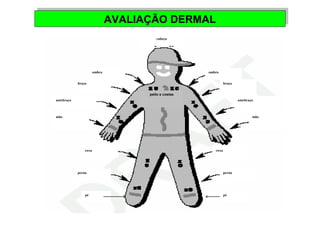 AAVVAALLIIAAÇÇÃÃOO DDEERRMMAALL 
cabeça 
ombro ombro 
braço braço 
peito e costas 
antebraço antebraço 
mão mão 
coxa coxa 
perna 
perna 
pé pé 
 
