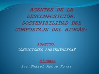 ASPECTO:
CONDICIONES AMBIENTALES45
Alumno:
Ivo Shaiel Ascue Rojas
 
