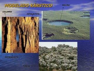 MODELADO KÁRSTICO ESTALAGMITA ESTALACTITA COLUMNA DOLINA TORCAL 