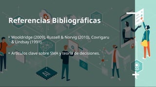 Referencias Bibliográficas
• Wooldridge (2009), Russell & Norvig (2010), Covrigaru
& Lindsay (1991).
• Artículos clave sobre SMA y teoría de decisiones.
 