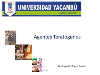 Participante: Brigett Barrios
Agentes Teratógenos
 