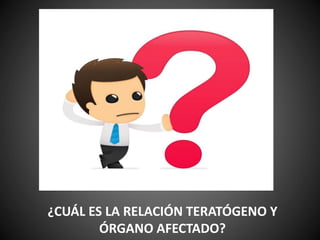 ¿CUÁL ES LA RELACIÓN TERATÓGENO Y
ÓRGANO AFECTADO?
 