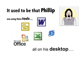 It used to be that Phillip
was using these tools…..
all on his desktop….
 