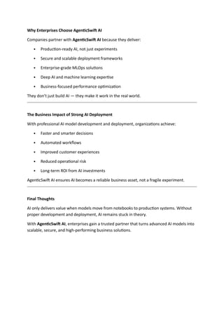 AI model development deployment support. | DOCX