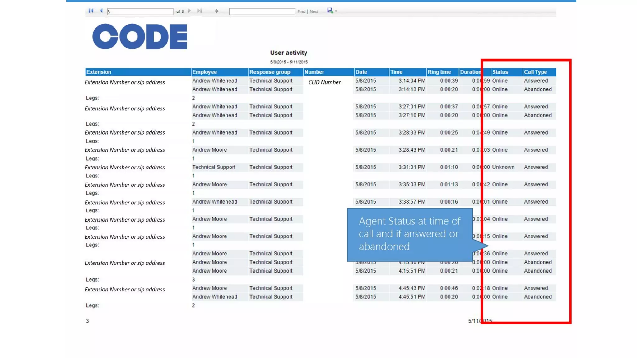 Agent Pick Up Report