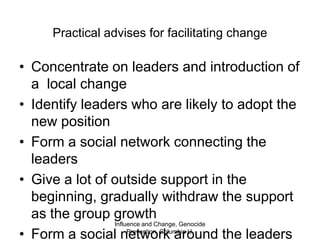 ConclusionSocial transitions occus as „bubbles of new” in the „sea of old”They resemble a process of nucleation in physicsDuring the transition two distinct, separated in space, internally coherent realities exist. The transiton occurs as the island of new reality expand at the expence of the old reality