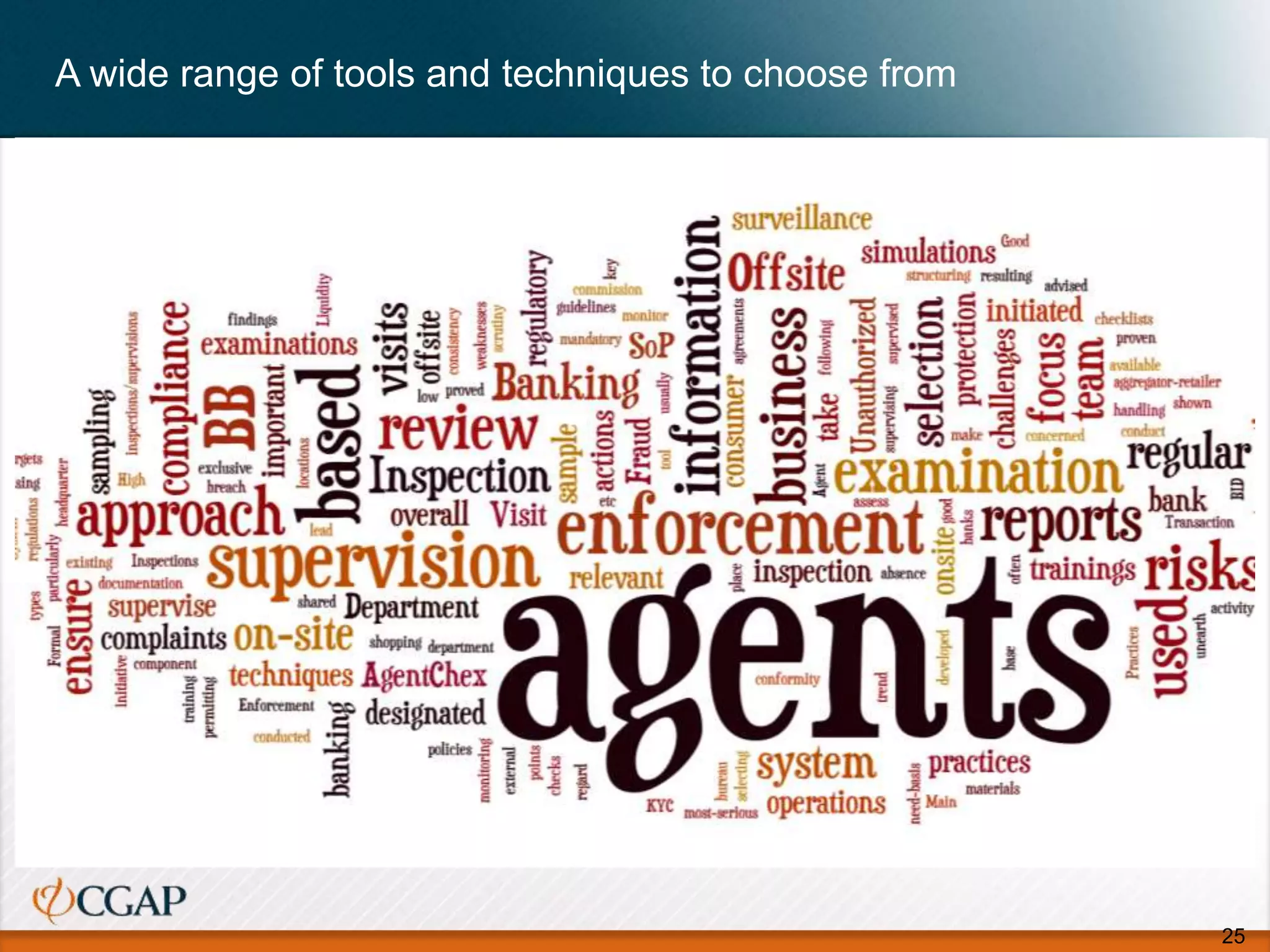 A wide range of tools and techniques to choose from
25
 