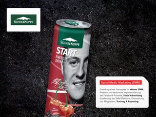 Social Media Marketing (SMM)

Erstellung eines Konzeptes für aktives SMM,
Kreation und technische Implementierung
der Facebook-Fanseite, Social Advertising,
Etablierung der SMM Plattform, Generierung
von Mitgliedern, Tracking & Reporting.
 