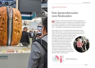 Seite 17
Unsere Kompetenzen
VERTRIEBSPROZESS AUF MESSEN
Vom Spontanbesucher
zum Neukunden
Wir begleiten unsere Kunden Schritt für Schritt zum optimalen Ver-
triebsprozess auf Messen. Dabei führt eine signifikante Steigerung
von relevanten Neukontakten zu sinkenden Kosten pro Messe-Lead, zu
besserer Beratungsqualität und zu einem spürbar motivierteren Messe-
team – unabhängig von Standgestaltung und Messerealisierung.
Summe Kontakte mit PotenƟal Kontakte Info Kontakte ohne PotenƟal
Übergabe
Kontakte C
Übergabe
Kontakte A/B
Übergabe
Engpass
900
274
1921
gescreente
Besucher
62%
29%
9%
3095
55%
44%
1%
ERGEBNIS DER NEUKONTAKTE
DURCH DAS FIRST CONTACT TEAM
Dafür analysieren wir, in einem gemeinsamen Basisworkshop die bis-
herigen Messeauftritte – von der Besucheransprache bis zur Leaderfas-
sung. In unserer Zusammenarbeit decken wir Schwachstellen auf, erar-
beiten Besucherprofile, entwickeln maßgeschneiderte
Gesprächsabläufe und optimieren die Besucherfüh-
rung. Wenn alle Mitglieder des Standpersonals
ihre Aufgaben kennen und die Schritte beim
Besucherkontakt aufeinander abgestimmt
sind, wird die Neukundengewinnung pro-
blemlos funktionieren. Ein entscheidender
Faktor für das Gelingen des Messeauftritts
ist dabei eine Personalvorbereitung – in der
die Abläufe, Verantwortlichkeiten, Schnittstel-
len und das Zusammenspiel im Vertriebsprozess
detailliert erklärt und erprobt wird.
 