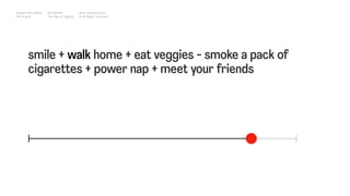 smile + walk home + eat veggies - smoke a pack of
cigarettes + power nap + meet your friends
Impact Hub Lisbon
Old is gold
Rui Quinta
The age of ageing
with-company.com
® all rights reserved
 